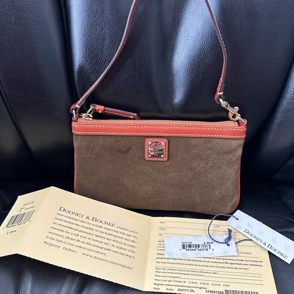 Dooney & Bourke Brown Suede Wristlet/bag/wallet
